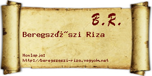 Beregszászi Riza névjegykártya